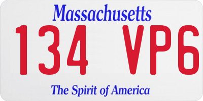 MA license plate 134VP6
