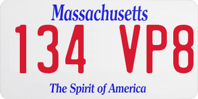 MA license plate 134VP8