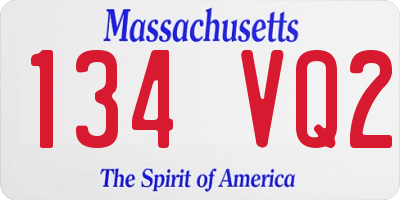 MA license plate 134VQ2