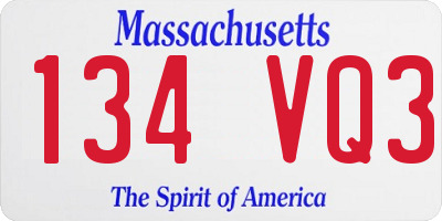 MA license plate 134VQ3