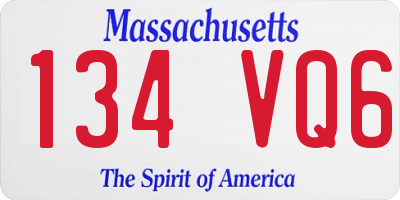 MA license plate 134VQ6