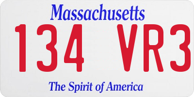 MA license plate 134VR3