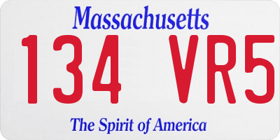 MA license plate 134VR5