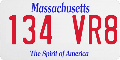 MA license plate 134VR8