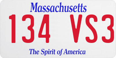 MA license plate 134VS3