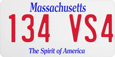 MA license plate 134VS4