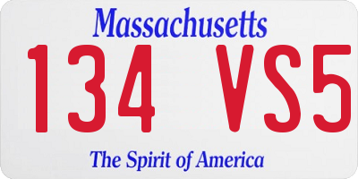 MA license plate 134VS5