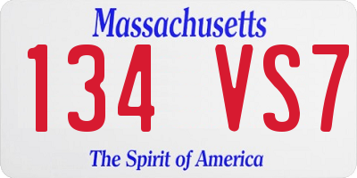 MA license plate 134VS7