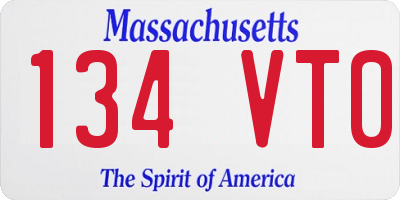 MA license plate 134VT0