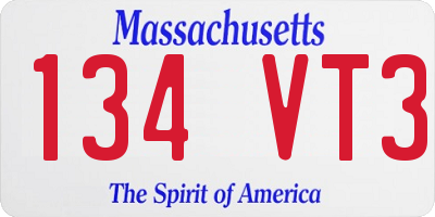 MA license plate 134VT3