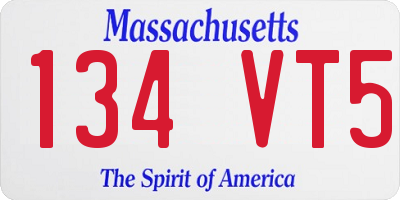 MA license plate 134VT5
