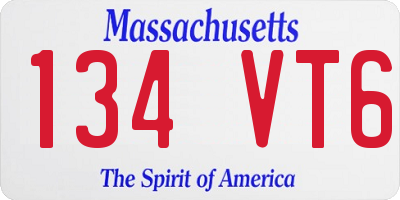 MA license plate 134VT6