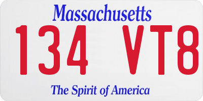 MA license plate 134VT8