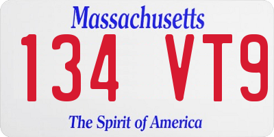 MA license plate 134VT9