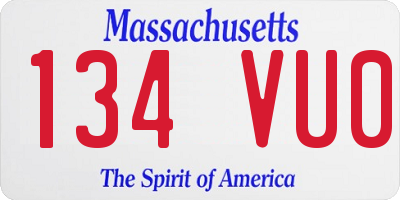 MA license plate 134VU0