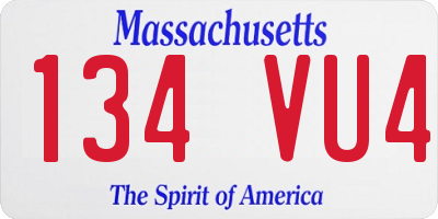 MA license plate 134VU4