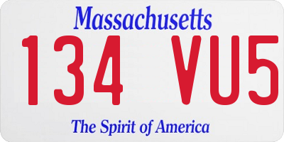 MA license plate 134VU5