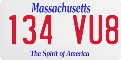 MA license plate 134VU8