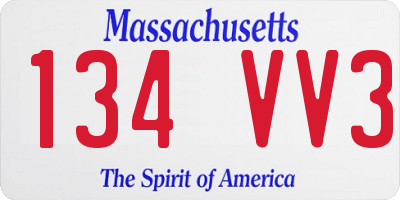 MA license plate 134VV3