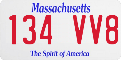 MA license plate 134VV8
