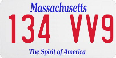 MA license plate 134VV9