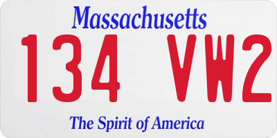 MA license plate 134VW2