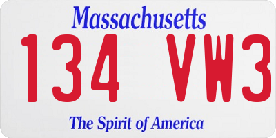 MA license plate 134VW3