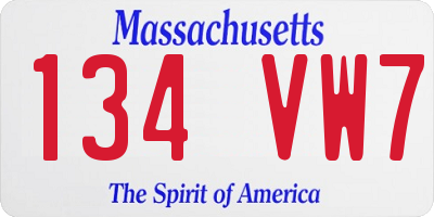 MA license plate 134VW7
