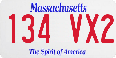MA license plate 134VX2