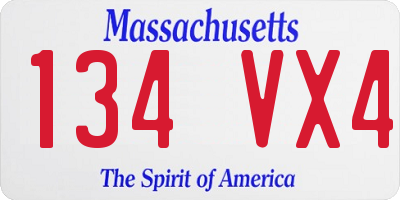 MA license plate 134VX4