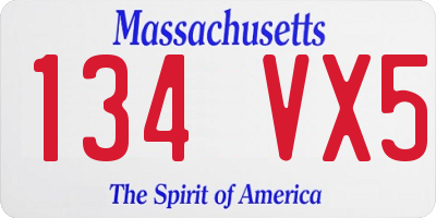 MA license plate 134VX5