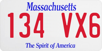 MA license plate 134VX6