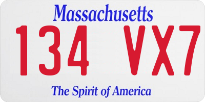 MA license plate 134VX7