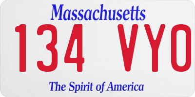 MA license plate 134VY0