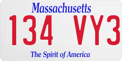 MA license plate 134VY3