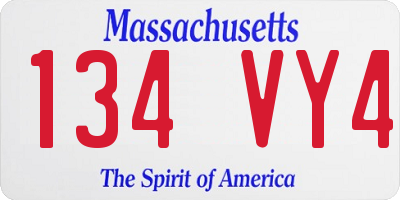 MA license plate 134VY4