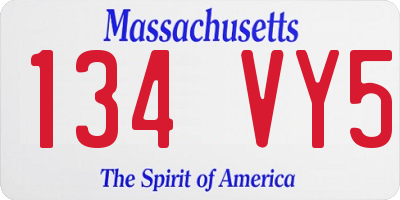 MA license plate 134VY5