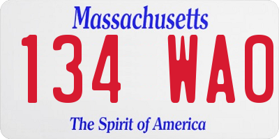 MA license plate 134WA0