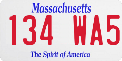 MA license plate 134WA5