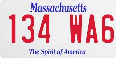 MA license plate 134WA6
