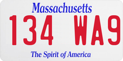 MA license plate 134WA9