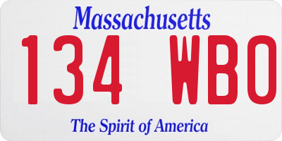 MA license plate 134WB0