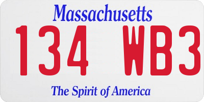 MA license plate 134WB3