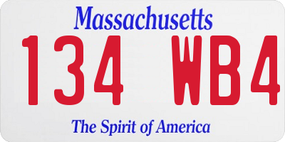 MA license plate 134WB4