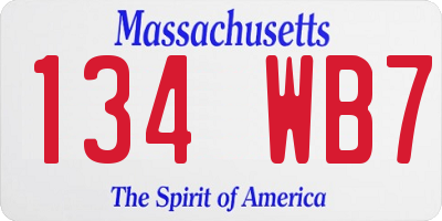MA license plate 134WB7
