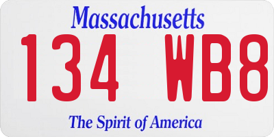 MA license plate 134WB8