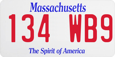 MA license plate 134WB9