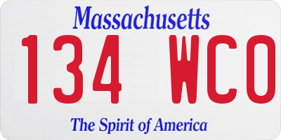 MA license plate 134WC0