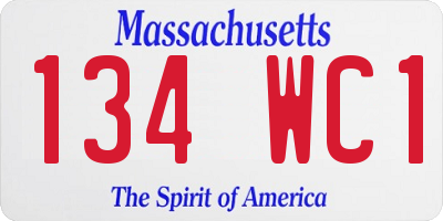 MA license plate 134WC1