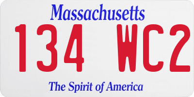 MA license plate 134WC2